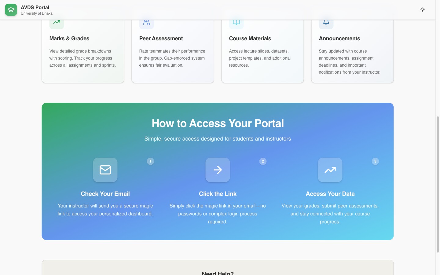 AVDS Portal - features and access flow
